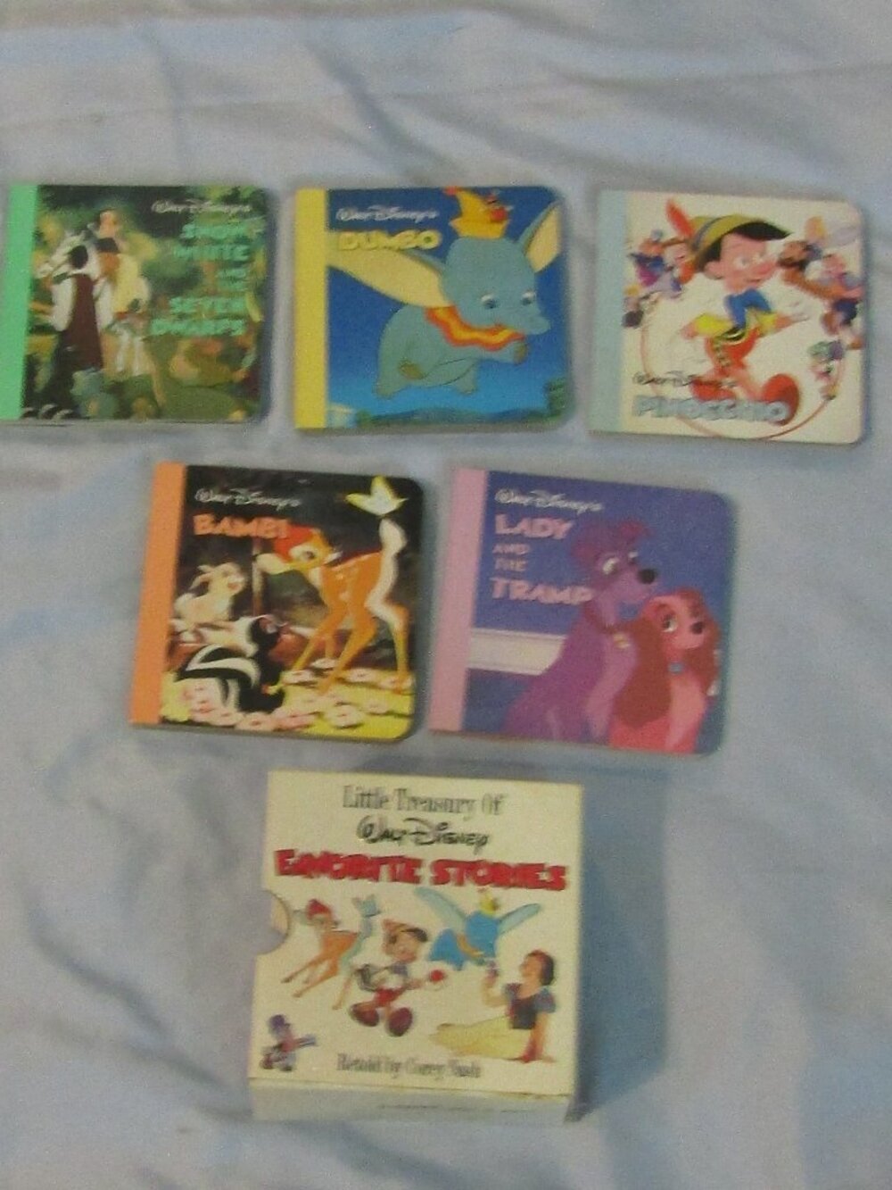 1986 Lot 5 WALT DISNEY Miniature Board Books for Little Ones Dumbo Bambi Dwarfs